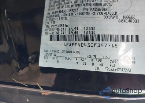 2003 Ford Mustang from USA, damaged, VIN 1FAFP40453F357715